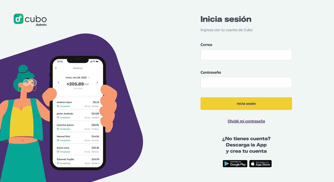 Inicio de sesión de Cubo Admin